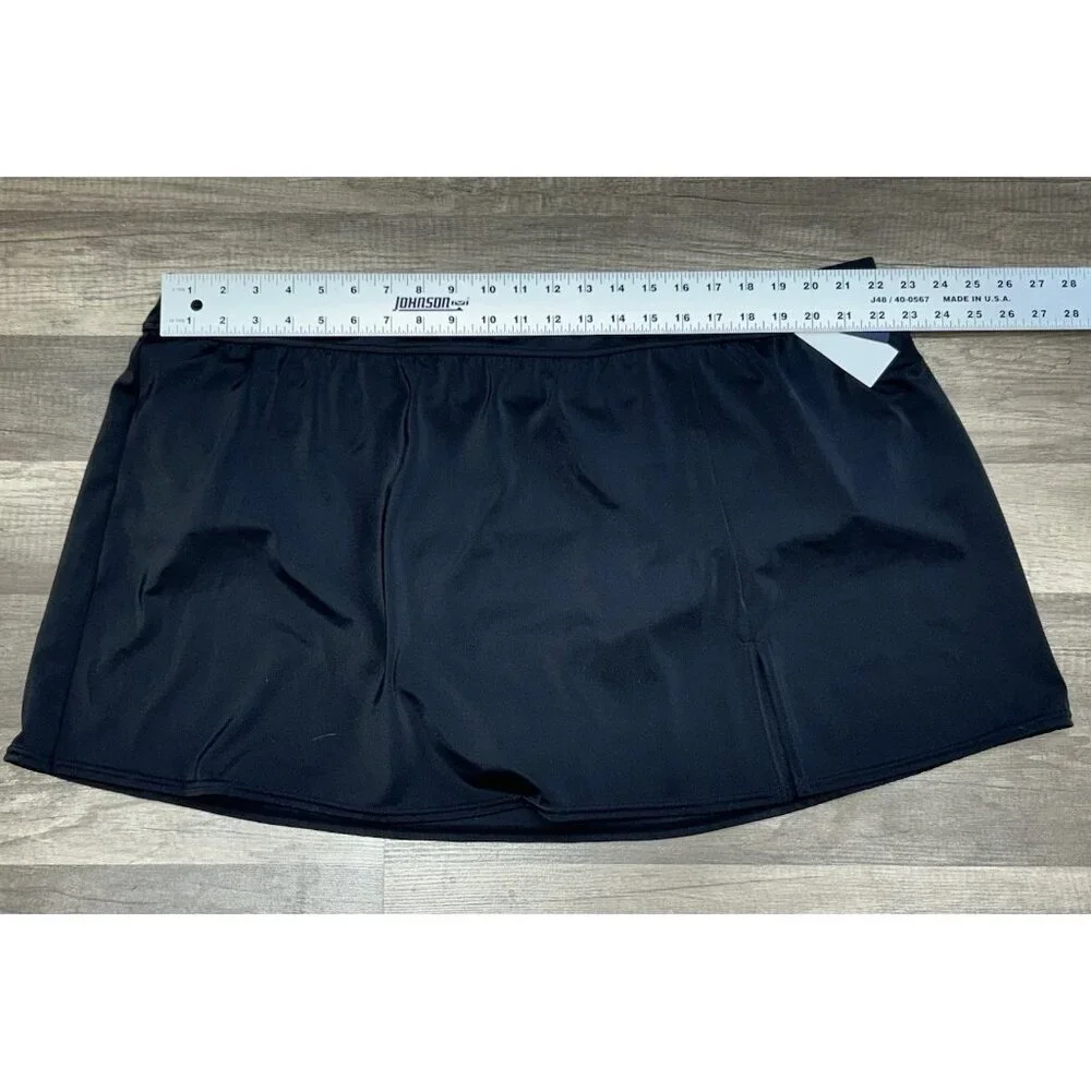 Lands' End NEW Size 3X/ 24W-26W Skort Swim Mini Skirt Black Tummy Control UPF50